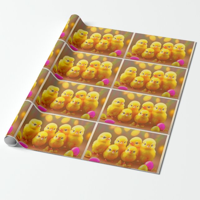 6 Little Easter Chicks Collection Wrapping Paper (Unrolled)