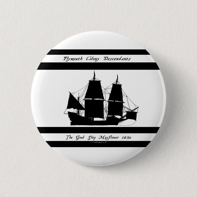 6 mayflower descendants button (Front)