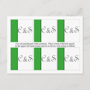 6 Modern Chevron Neon Green/Grey Favor Tags Postcard