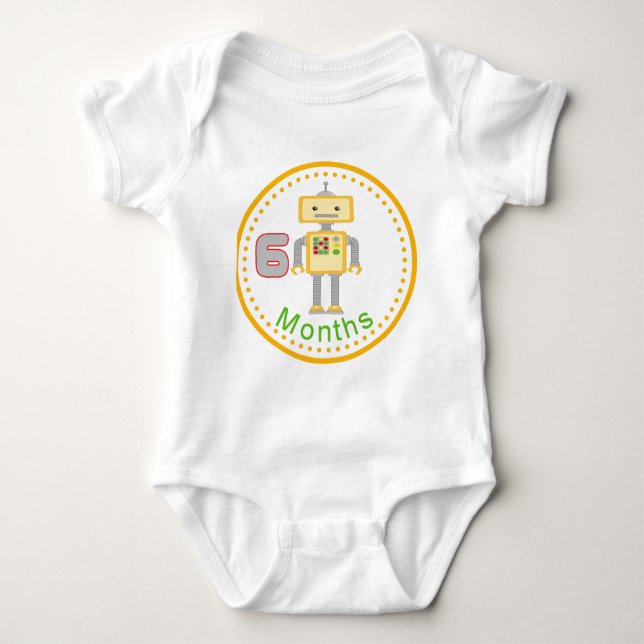 6 Month Baby Shirt Yellow Robot (Front)