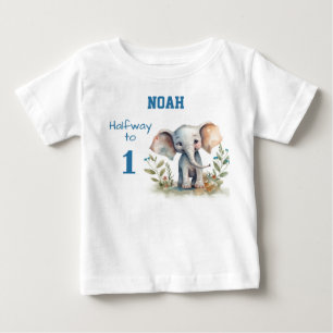 6 month Birthday Elephant Baby T-Shirt