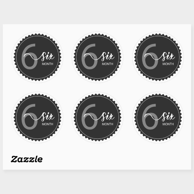 6 Month Milestone Classic Round Sticker (Sheet)