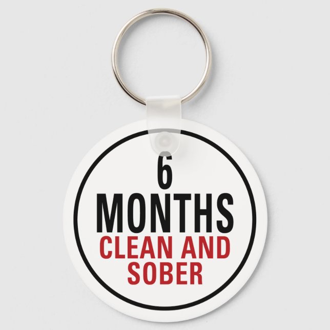 6 Months Clean and Sober Keychain (Front)