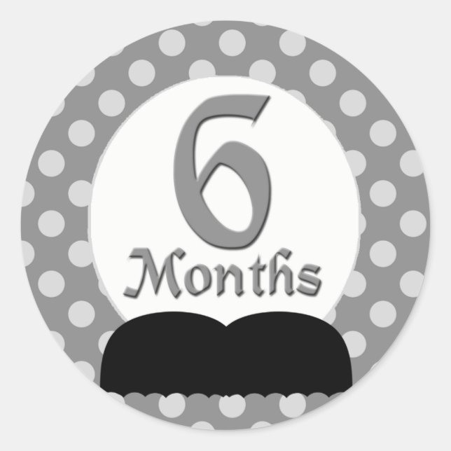 6 Months Mustache Milestone Classic Round Sticker (Front)