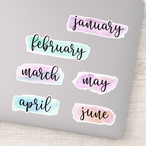 6 Months of the Year _January to June_ Watercolor Sticker