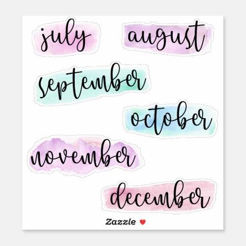 6 Months of the Year _July to Dec_ Watercolor Sticker
