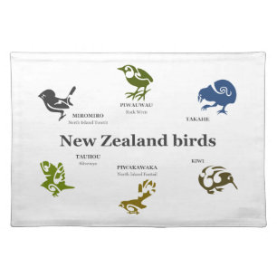 6 New Zealand birds placemats