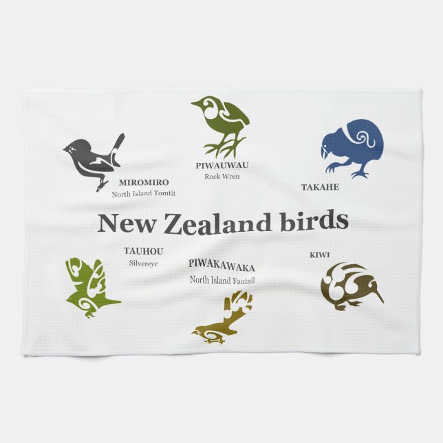 6 New Zealand birds Towel (Horizontal)