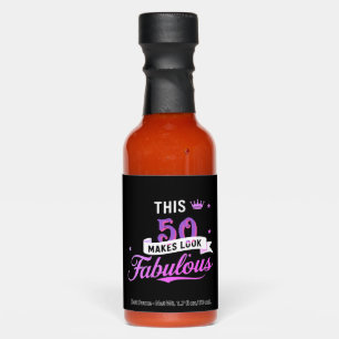 6-Pack Hot Sauce Bottle Party Favors for Her 50th 