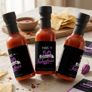 6-Pack Hot Sauce Bottle Party Favors for Her 50th