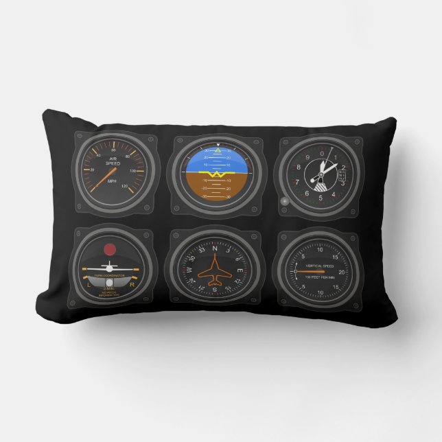 6 Pack of Airplane Gauges Lumbar Pillow (Front)