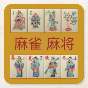 6 paper coasters – 麻雀 麻将 Flowers & Seasons