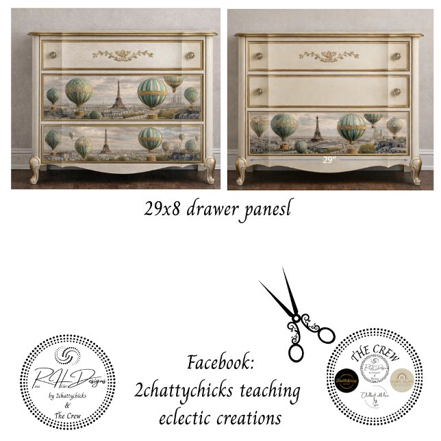 6 Paris Hot Air Balloon Wrapping Drawer Panels Paper Sheets (Creator Uploaded)