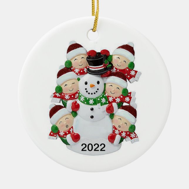 6 person snowman customizable ornament (Front)