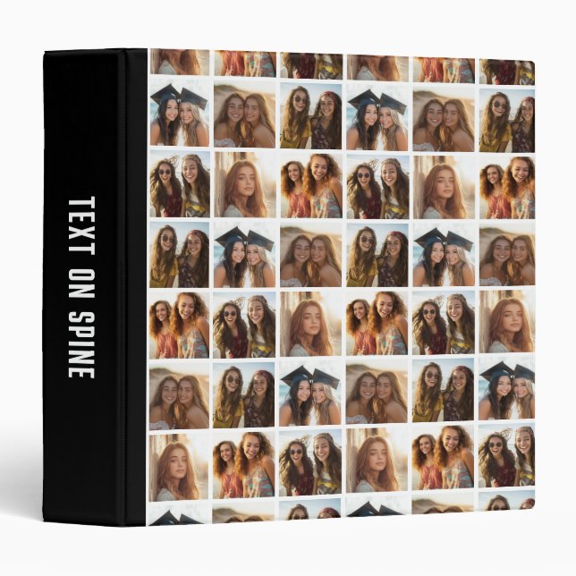 6 Photo - All Over Pattern - black white 3 Ring Binder (Front/Spine)