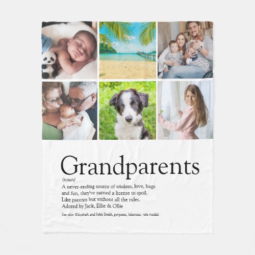 6 Photo Best Grandparents Ever Definition Fleece Blanket