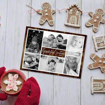 6-photo Black And White Wood Rustic Photo Invitation by ChristmasCardShop at Zazzle