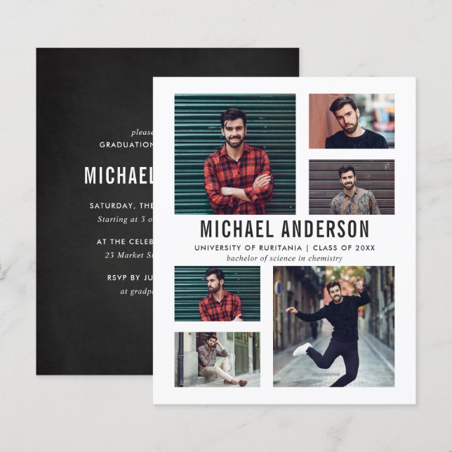 6 Photo Chalkboard Graduation Party (Front/Back)