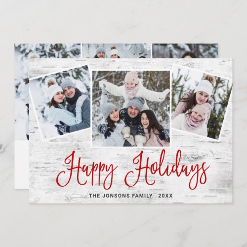 6 PHOTO Christmas Rustic Birch Bark Greeting Holiday Card