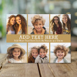 6 Photo Collage 2 Lines of Text -- CAN Edit Gold Postcard<br><div class="desc">A collage of 6 square photos with 2 lines of text highlighted in the middle. Add "GRANDPA" or "DADDY" with photo of the kids and make a cute memento for the family. Add your favorite pics to this fun template. You can use square photos or any photos for this grid....</div>