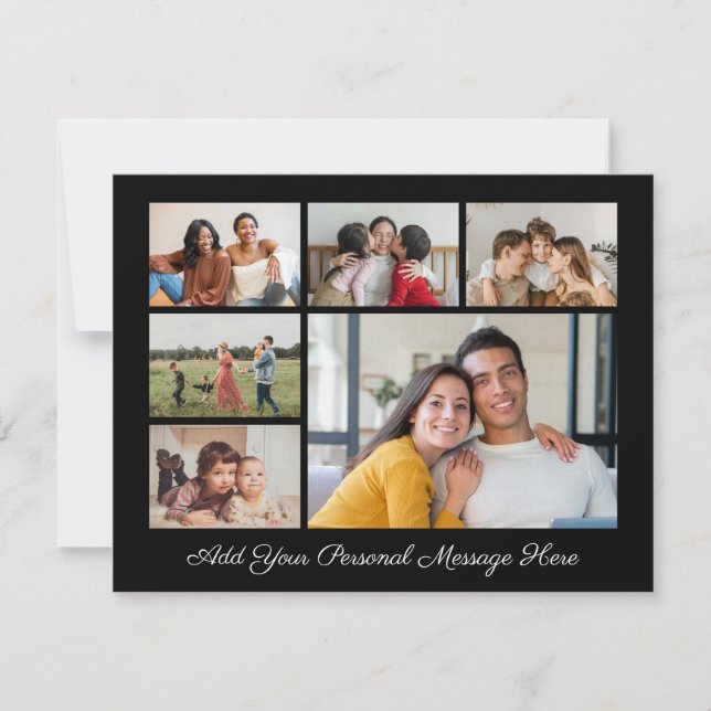 6 Photo Collage Add Your Own Greeting Flat Card (Front)