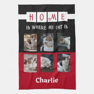 6 photo collage animal lover black red