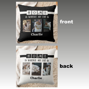 6 photo collage animal lover black white throw pillow