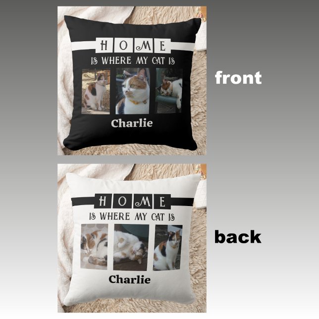 6 photo collage animal lover black white throw pillow (Creator Uploaded)