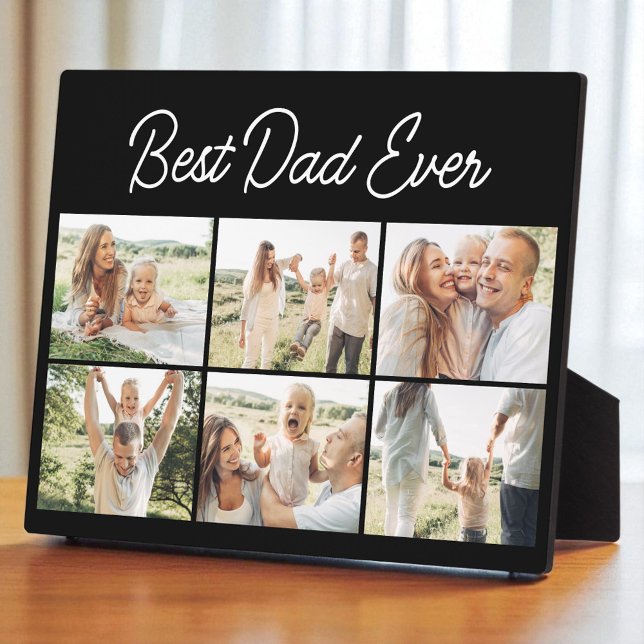 6 Photo Collage Best Dad Ever Custom Modern Plaque (Creator Uploaded)