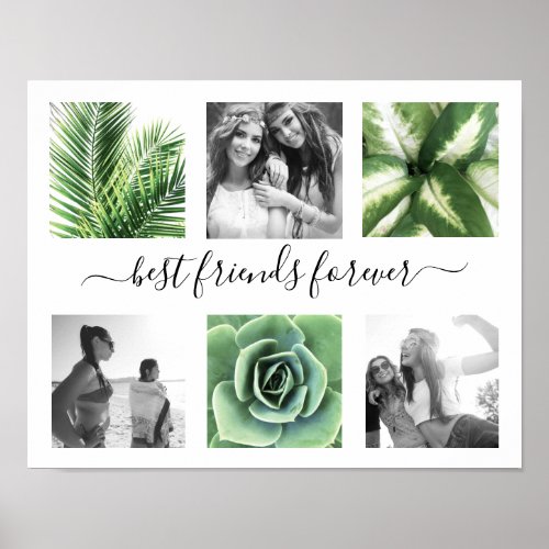 6 photo collage Best friends forever modern poster