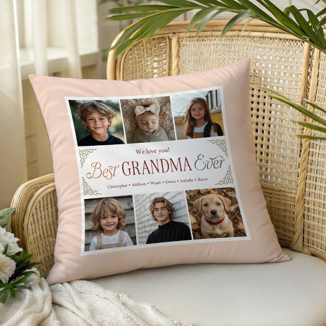 6 Photo Collage Best Grandma Ever  Throw Pillow (Creator Uploaded)