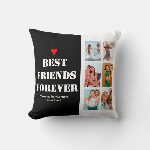 6 Photo Collage BFF Birthday Gifts Unique Cute Throw Pillow
