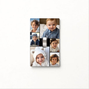 6 photo collage - black background - no text light switch cover