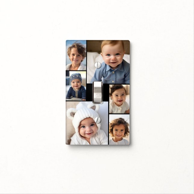 6 photo collage - black background - no text light switch cover (In Situ)