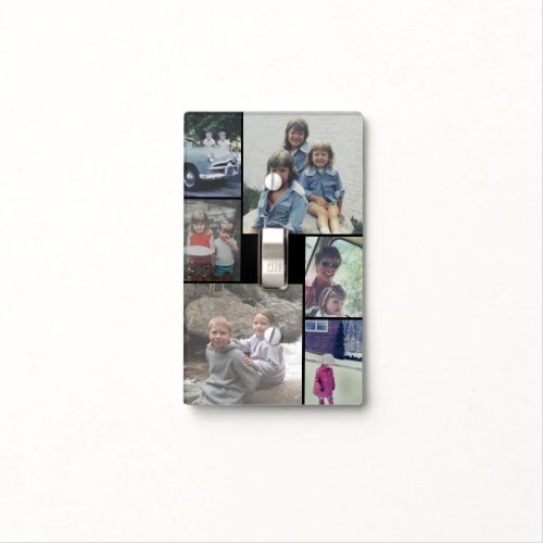 6 photo collage _ black background _ no text light switch cover