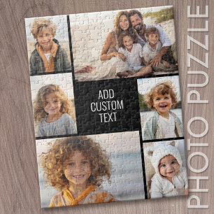 6 photo collage - black background - white text jigsaw puzzle