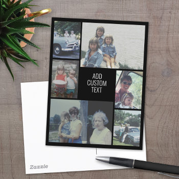 6 Photo Collage - Black Background - White Text Postcard by MarshEnterprises at Zazzle