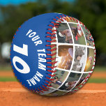 6 Photo Collage Blue Player Number Team Name Softball<br><div class="desc">6 Photo Collage Blue Player Number Team Name Softball. You can make your own unique softball with your name,  player number,  team name and 6 photos that make a pattern. Great keepsake gift idea or a keepsake for baseball players.</div>