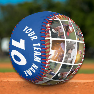 6 Photo Collage Blue Player Number Team Name Softball
