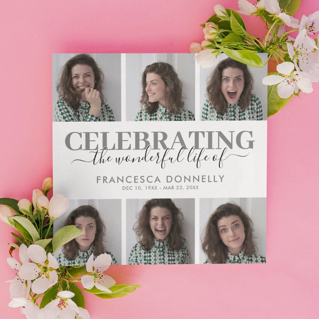 6 Photo Collage Celebration of Life Funeral Invitation (Creator Uploaded)