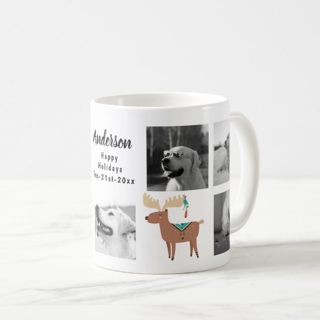 6 PHOTO COLLAGE Christmas Event Birthday Coffee Mug (Front Right)