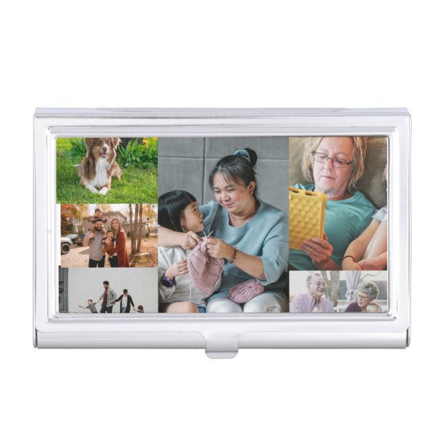  6 Photo Collage Create Your Own Business Card Case (Front)