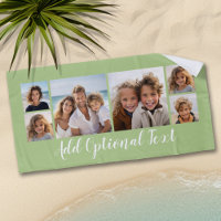 6 Photo Collage Custom Script Text Light Green