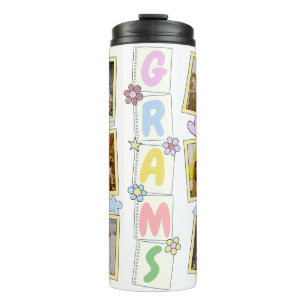 6 Photo Collage Cute Baby Pink Blue Granny Thermal Tumbler