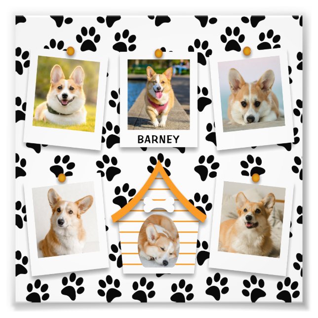 6 Photo Collage Dog House Name Photo Enlargement Print (Front)