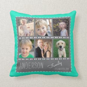 6 Photo Collage | Family Name Throw Pillow