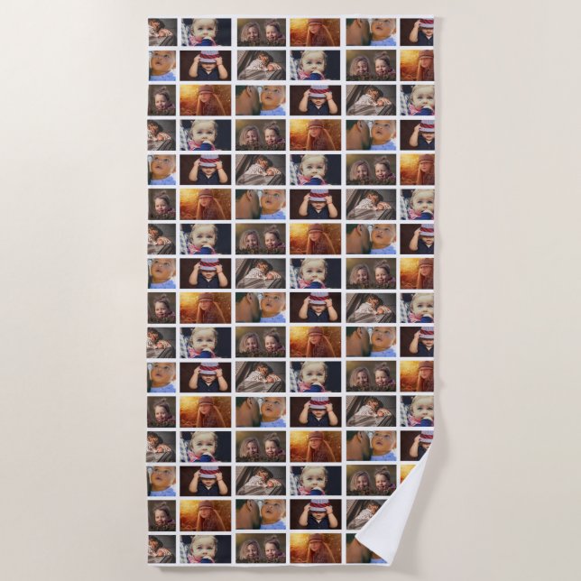 6 Photo Collage Family Photo Pattern Beach Towel (Front)
