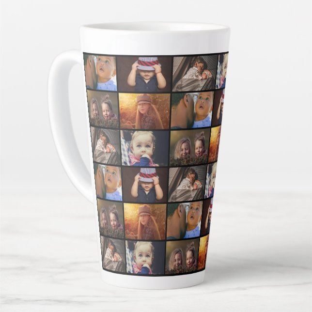 6 Photo Collage Family Photo Pattern   Latte Mug (Left Angle)