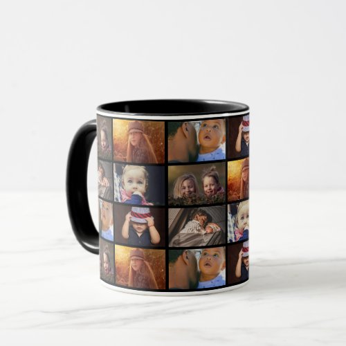 6 Photo Collage Family Photo Pattern  Mug - 6 Photo Collage Family Photo Pattern Black Coffee Mug. Photo pattern with 6 repeated photos. Add 6 photos of the family. This personalized mug is a perfect keepsake gift.