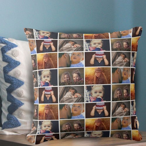 6 Photo Collage Family Photo Pattern  Throw Pillow